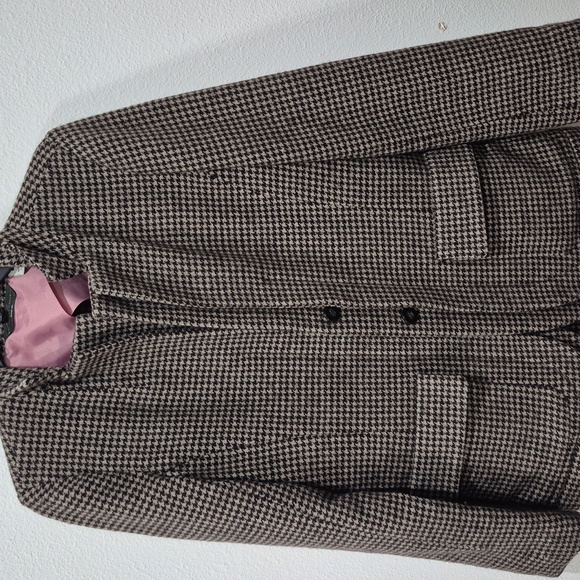 Eddie Bauer Women's Houndstooth Blazer 100% Wool. Black and Brown Size 6. - Picture 3 of 13